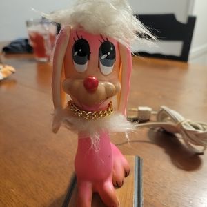 Vintage pink poodle bedside lamp